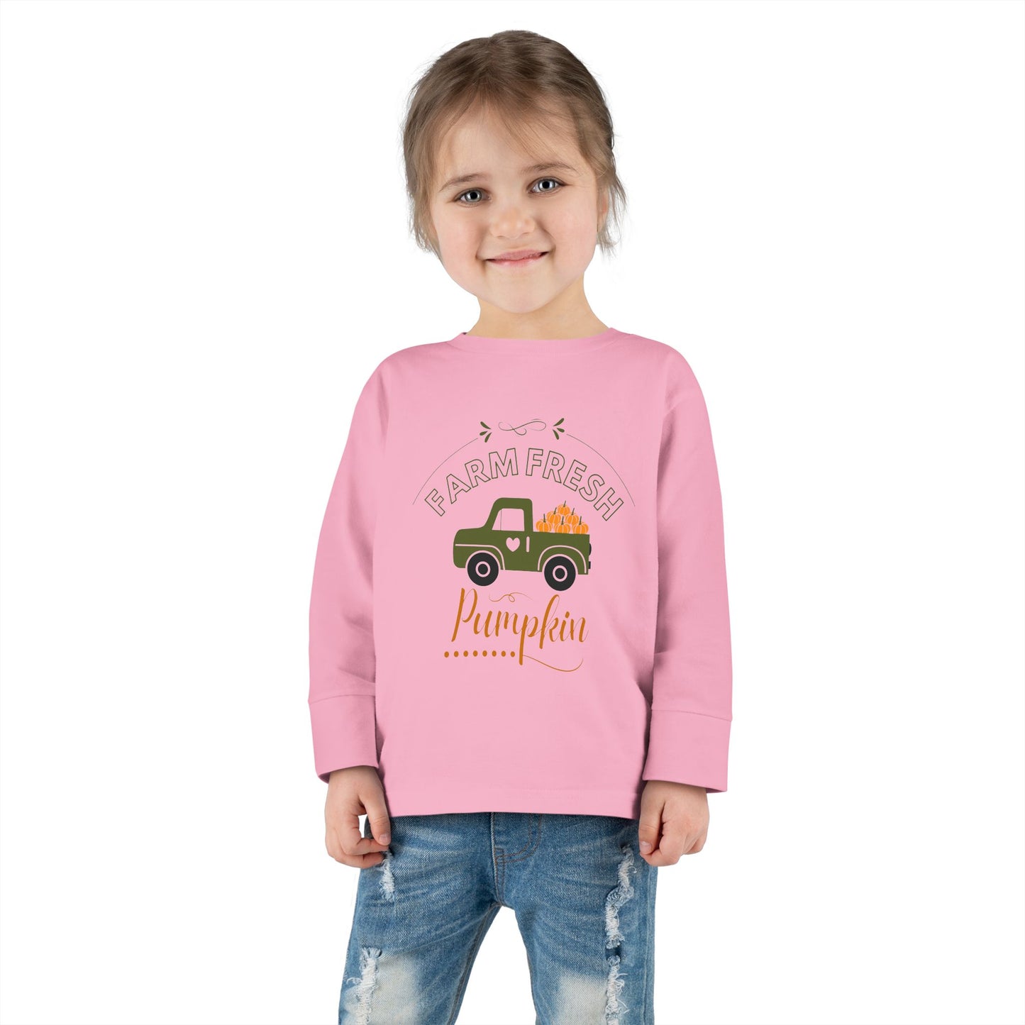 Farm Fresh Pumpkin Long Sleeve Toddler Shirt