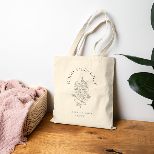 Good Vibes Only Cotton Canvas Tote